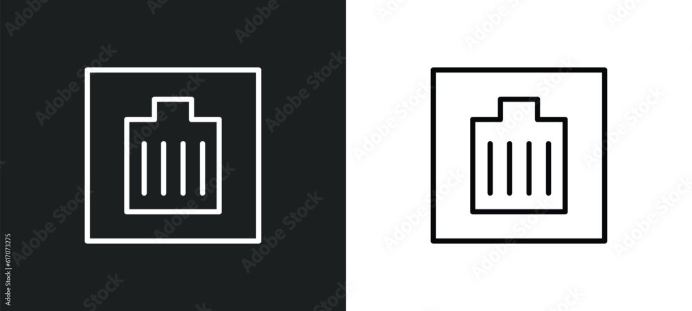 Poster wired connection line icon in white and black colors. wired connection flat vector icon from wired c