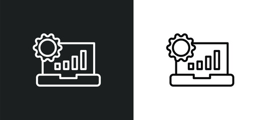 Fototapeta na wymiar analysis process line icon in white and black colors. analysis process flat vector icon from analysis process collection for web, mobile apps and ui.