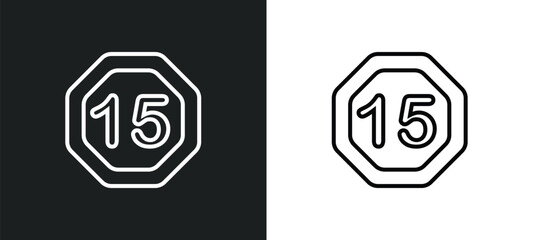digital number 15 line icon in white and black colors. digital number 15 flat vector icon from digital number 15 collection for web, mobile apps and ui.