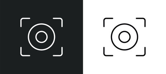 center focus line icon in white and black colors. center focus flat vector icon from center focus collection for web, mobile apps and ui.