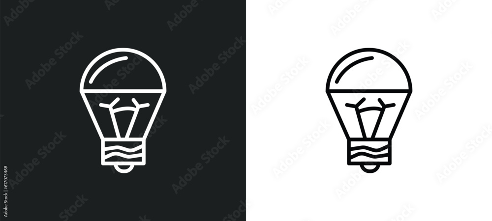 Poster led lamp line icon in white and black colors. led lamp flat vector icon from led lamp collection for