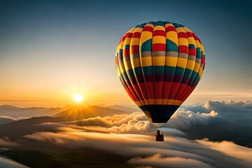 hot air balloon at sunrise by AI generating
