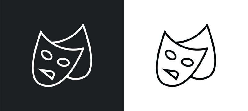 theater line icon in white and black colors. theater flat vector icon from theater collection for web, mobile apps and ui.