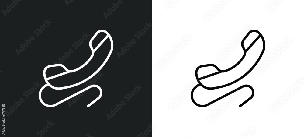 Poster phone with wire line icon in white and black colors. phone with wire flat vector icon from phone wit