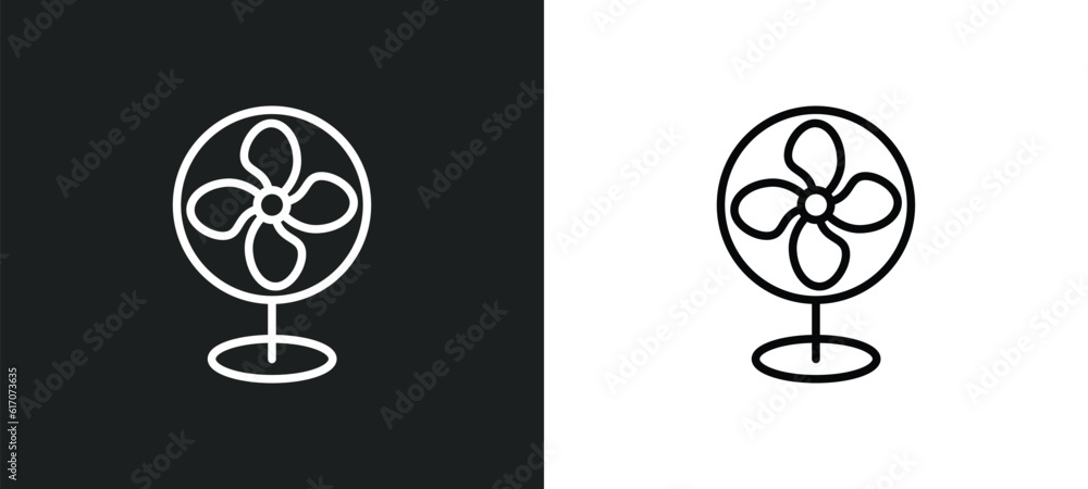 Poster ventilator line icon in white and black colors. ventilator flat vector icon from ventilator collecti