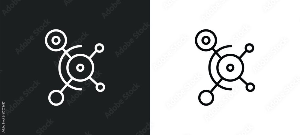 Aufkleber social graph line icon in white and black colors. social graph flat vector icon from social graph co