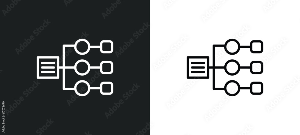 Aufkleber sitemaps line icon in white and black colors. sitemaps flat vector icon from sitemaps collection for
