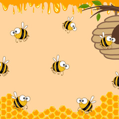 cute bee and honey background