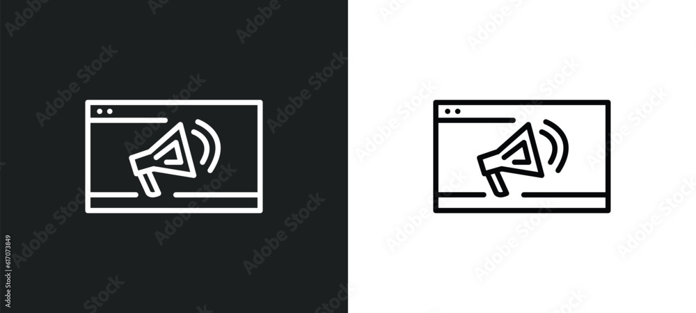 Poster marketing automation line icon in white and black colors. marketing automation flat vector icon from