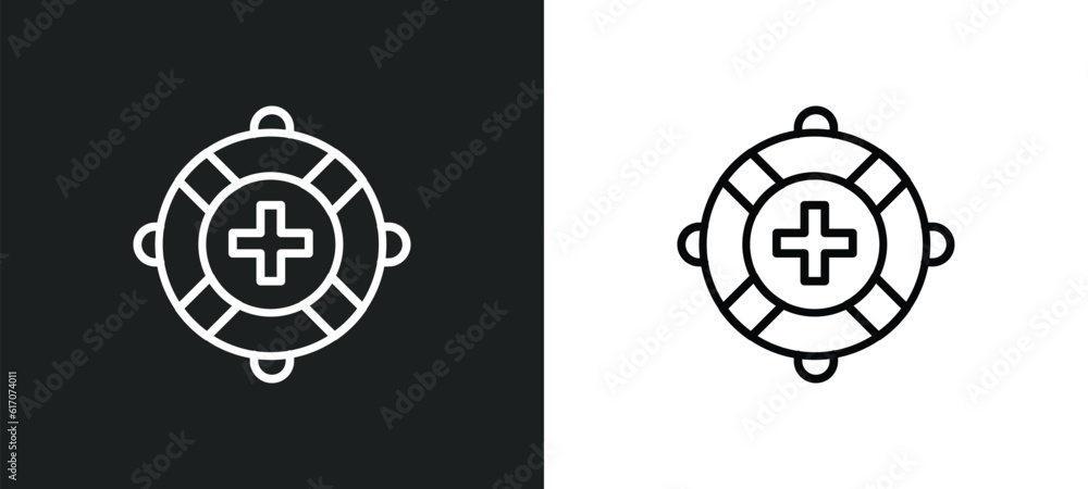Poster lifeguard line icon in white and black colors. lifeguard flat vector icon from lifeguard collection 