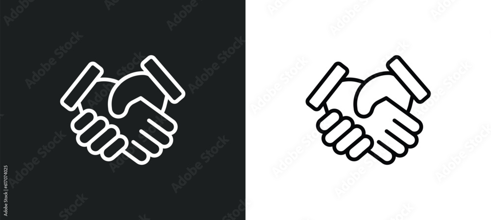 Aufkleber handshake line icon in white and black colors. handshake flat vector icon from handshake collection 