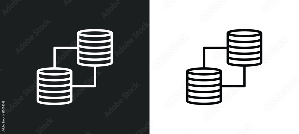 Poster data line icon in white and black colors. data flat vector icon from data collection for web, mobile