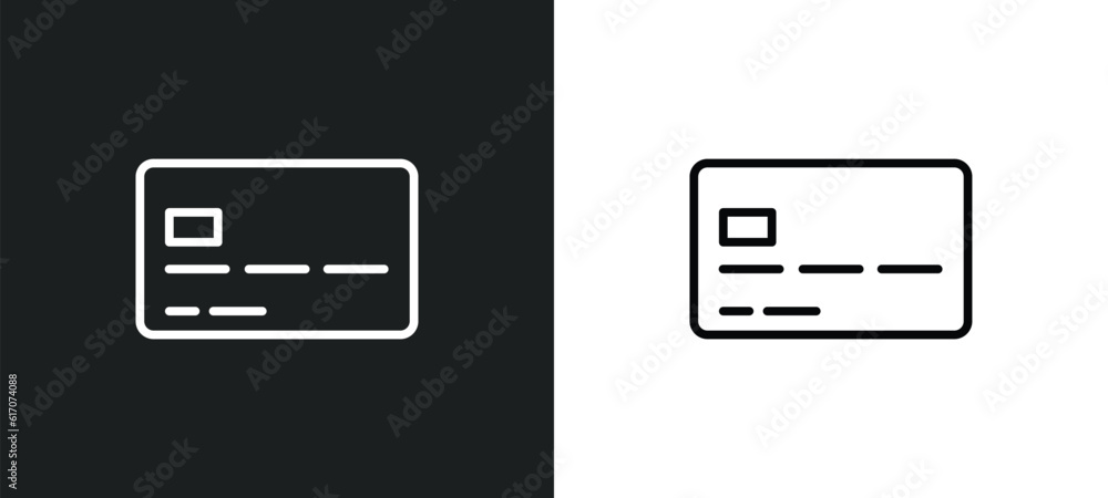 Poster card line icon in white and black colors. card flat vector icon from card collection for web, mobile