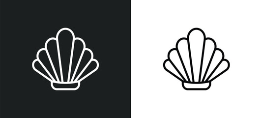 seashell line icon in white and black colors. seashell flat vector icon from seashell collection for web, mobile apps and ui.