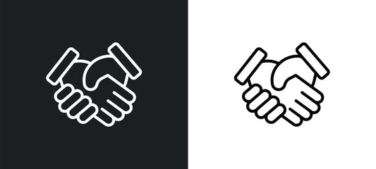 handshake line icon in white and black colors. handshake flat vector icon from handshake collection for web, mobile apps and ui.