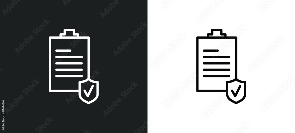 Aufkleber policy line icon in white and black colors. policy flat vector icon from policy collection for web, 