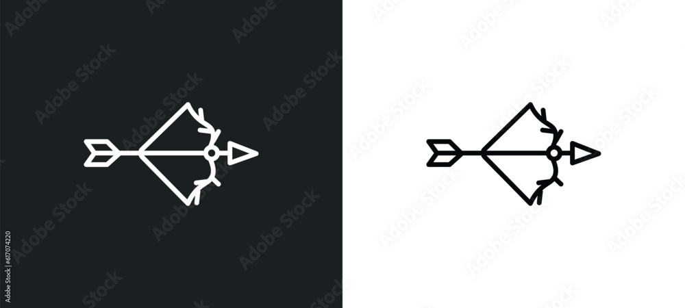 Poster bow line icon in white and black colors. bow flat vector icon from bow collection for web, mobile ap