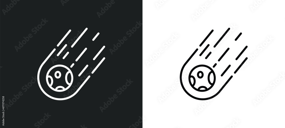 Poster meteorite line icon in white and black colors. meteorite flat vector icon from meteorite collection 