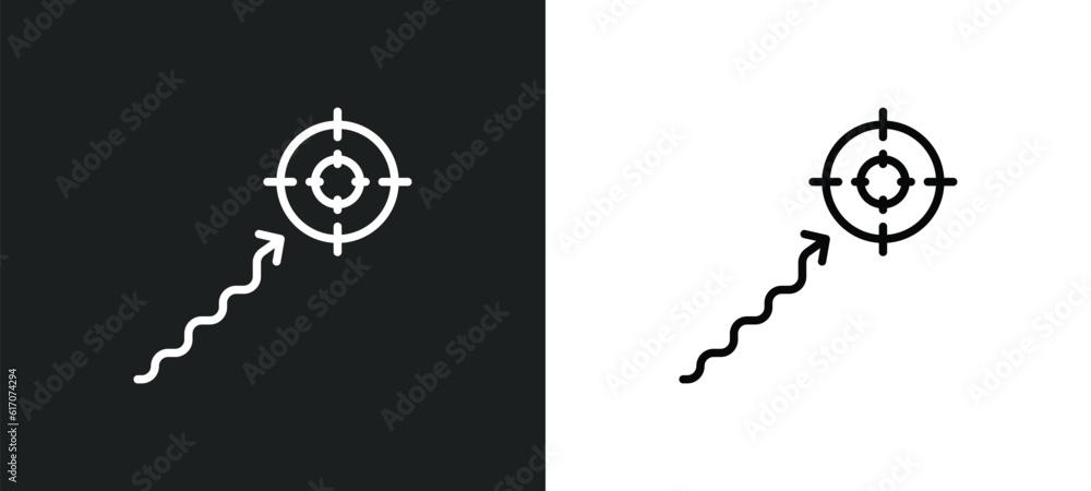 Poster purpose line icon in white and black colors. purpose flat vector icon from purpose collection for we