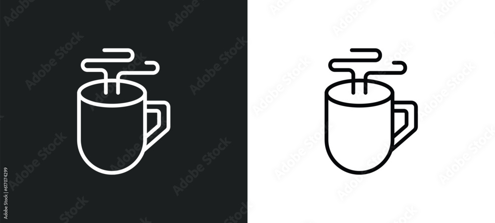 Poster coffee break line icon in white and black colors. coffee break flat vector icon from coffee break co