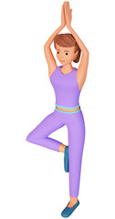 Obraz na płótnie Canvas 3d illustration of woman doing yoga exercise. A girl doing stretching exercise of yoga 3d illustration