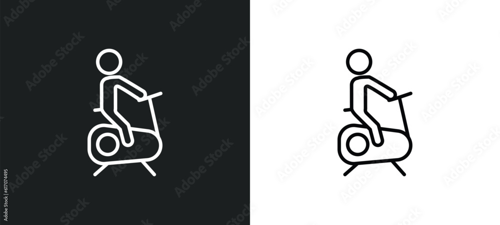 Poster exercise gym line icon in white and black colors. exercise gym flat vector icon from exercise gym co