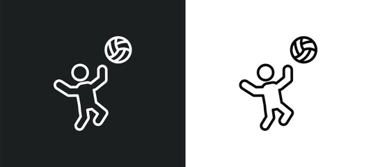man playing volleyball line icon in white and black colors. man playing volleyball flat vector icon from man playing volleyball collection for web, mobile apps and ui.