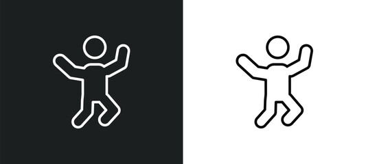 jumping dancer line icon in white and black colors. jumping dancer flat vector icon from jumping dancer collection for web, mobile apps and ui.