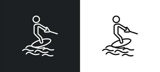 water ski line icon in white and black colors. water ski flat vector icon from water ski collection for web, mobile apps and ui.