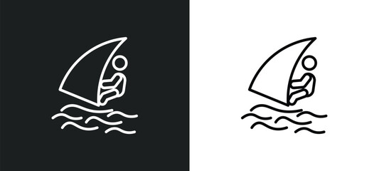 windsurf sea line icon in white and black colors. windsurf sea flat vector icon from windsurf sea collection for web, mobile apps and ui.