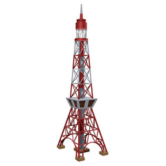 3D Model Illustration of Tokyo Tower: Japan Iconic Landmark In 3D Icon Style