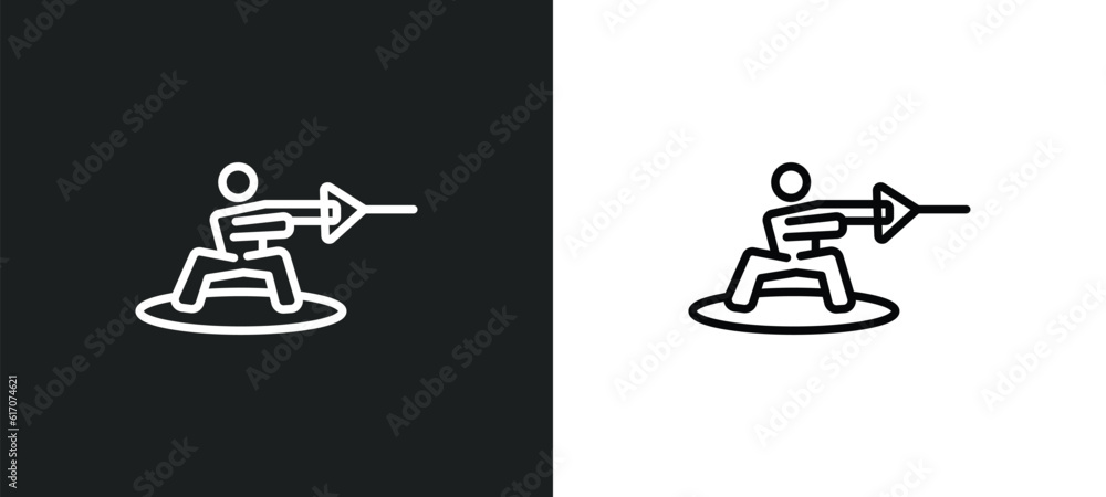 Poster wakeboarding line icon in white and black colors. wakeboarding flat vector icon from wakeboarding co