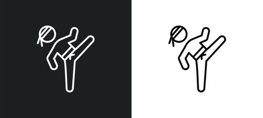 taekwondo line icon in white and black colors. taekwondo flat vector icon from taekwondo collection for web, mobile apps and ui.