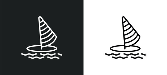 windsurf line icon in white and black colors. windsurf flat vector icon from windsurf collection for web, mobile apps and ui.