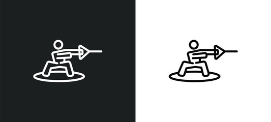 wakeboarding line icon in white and black colors. wakeboarding flat vector icon from wakeboarding collection for web, mobile apps and ui.