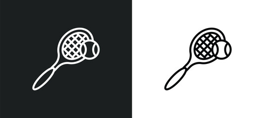 tennis line icon in white and black colors. tennis flat vector icon from tennis collection for web, mobile apps and ui.