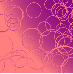 Vector geometric abstract pattern in the form of contour gold rings on a pink gradient background