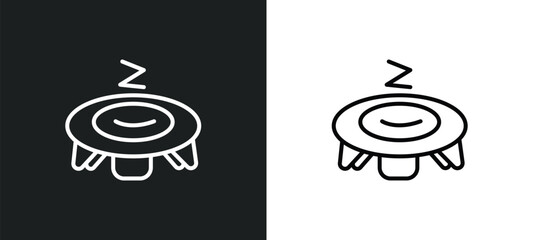 trampolining line icon in white and black colors. trampolining flat vector icon from trampolining collection for web, mobile apps and ui.