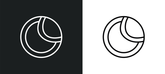Obraz premium tennis ball line icon in white and black colors. tennis ball flat vector icon from tennis ball collection for web, mobile apps and ui.