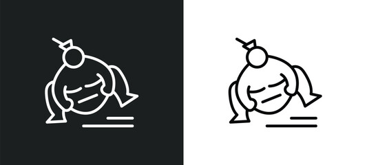 sumo line icon in white and black colors. sumo flat vector icon from sumo collection for web, mobile apps and ui.