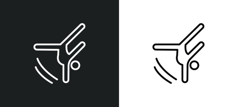 tumbling line icon in white and black colors. tumbling flat vector icon from tumbling collection for web, mobile apps and ui.