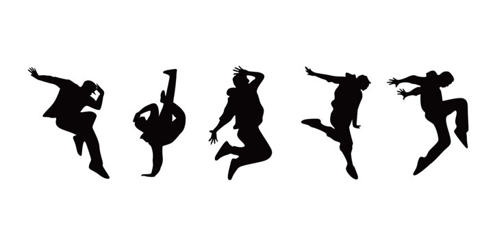 break dance silhouette design. street dancer sign and symbol.