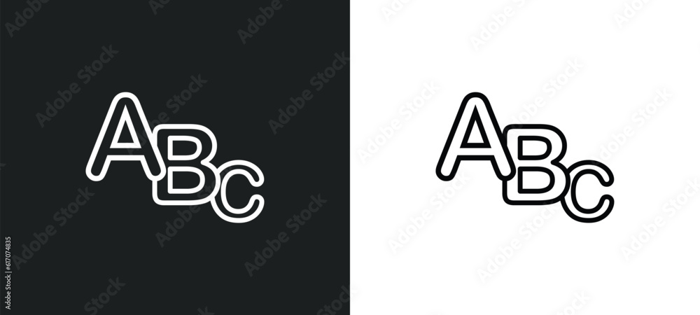 Poster letters line icon in white and black colors. letters flat vector icon from letters collection for we
