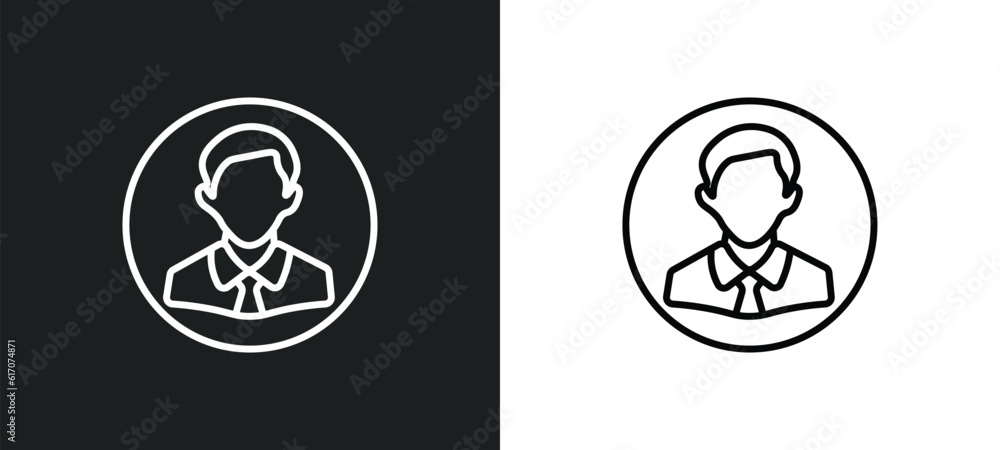 Poster user avatar line icon in white and black colors. user avatar flat vector icon from user avatar colle