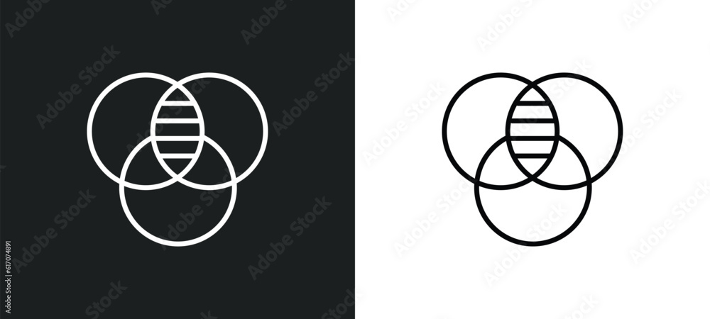 Poster overlap line icon in white and black colors. overlap flat vector icon from overlap collection for we