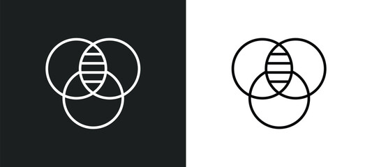 overlap line icon in white and black colors. overlap flat vector icon from overlap collection for web, mobile apps and ui.