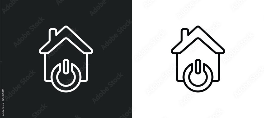 Poster power line icon in white and black colors. power flat vector icon from power collection for web, mob
