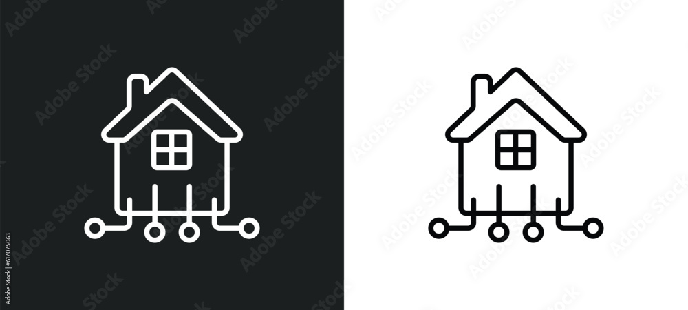Poster automation line icon in white and black colors. automation flat vector icon from automation collecti