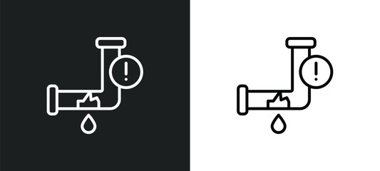 leak line icon in white and black colors. leak flat vector icon from leak collection for web, mobile apps and ui.