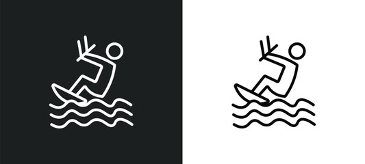 kitesurf line icon in white and black colors. kitesurf flat vector icon from kitesurf collection for web, mobile apps and ui.